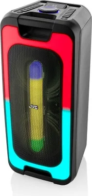 A JVC party speaker with colorful LED lights.