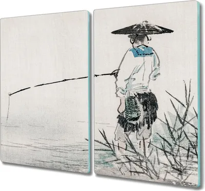 Produktbild von Coloray Schneidebrett Herdabdeckplatte 2x30x52 cm Kochplattenabdeckung Küchenbrett Hackbrett - Fischer Wasser