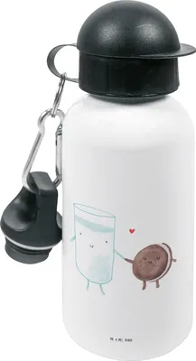 Produktbild von Mr. & Mrs. Panda Wasserflasche Milch Keks - Weiß - Geschenk, Cookie, Trinkflasche Kinder, Kindergarten, Milk, Kinderflasche, schulflasche, Lustige Sprüche, Kaffee, Kekse