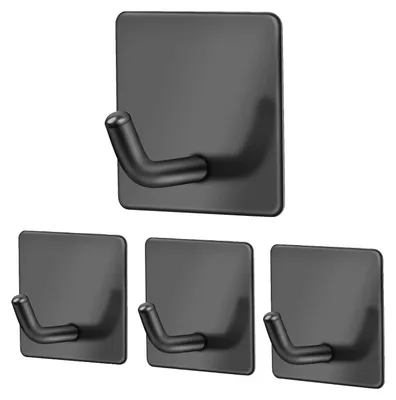 Produktbild von Schwarzer Handtuchhaken, selbstklebend, kein Bohren erforderlich, Handtuchhalter, Kleiderhaken, Wandhaken, Bademantelhaken, Badezimmer