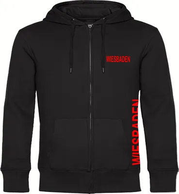 Produktbild von multifanshop Kapuzen Sweatshirt Jacke - Wiesbaden - Brust & Seite, schwarz, Größe M