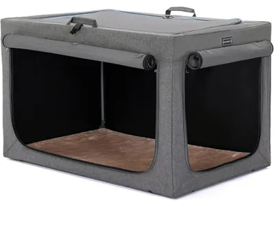 Obrázek produktu pro Skládací přepravka pro psy, vhodná pro domácí použití i do auta, barva šedá, rozměry: délka 61 cm, šířka 46 cm, výška 43 cm