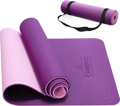Immagine prodotto di CAMBIVO Tappetino Yoga Antiscivolo 8mm, 183x60cm/183x61cm Tappetino Palestra Spesso in TPE, Yoga Mat Tappeto Pilates Fitness Alta Densit