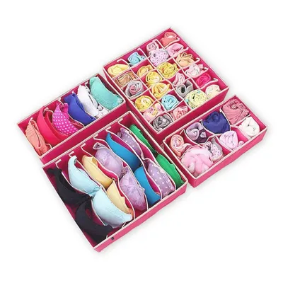 Immagine prodotto di Buxibo - Set di scatole per vestiti - pieghevoli - 4 pezzi - Rosa