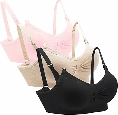 Produktbild von 3er Pack Damen Schwangerschafts Still BH Schlaf Bustier Still BHS für Stillen Nahtlos Ohne Bügel Mit Abnehmbaren Untersetzer(M)