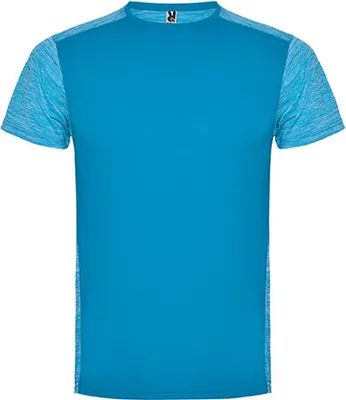 Produktbild von Roly CA6653 | Herren Zolder T-Shirt, Kombination von zwei Polyestergeweben - Farbe: Turquoise 12/Heather Turquoise 246 - Größe: XXL