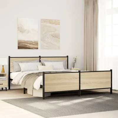 Produktbild von (NEU 2026) Metallbett ohne Matratze, Sonoma-Eiche 180x200 cm - Klassische Betten - 42.3 kg