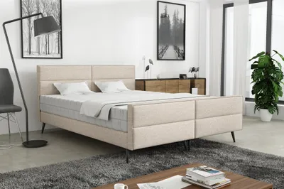 Produktbild von Polsterbett Doppelbett CREMONA 140x200cm Stoff Gemma Beige ohne Matratze