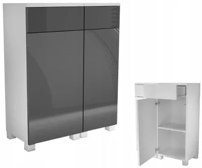 Zdjęcie produktu dla komoda do łazienki 70 70cm (40+30) stojąca wisząca nowoczesna szary połysk