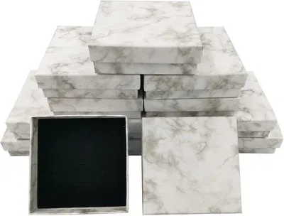 Produktbild von 12 Stück Karton Papier Schmuck Boxen Quadratische Schmuck Geschenk-Boxen Marmor für Ketten, Armbänder, Ohrringe und Verpackung