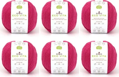 Zdjęcie produktu dla 6 motków DMC Eco Vita – przędza składająca się w 80% z bawełny pochodzącej z recyklingu i w 20% z włókien pochodzących z recyklingu, nr 388 (kolor 155)