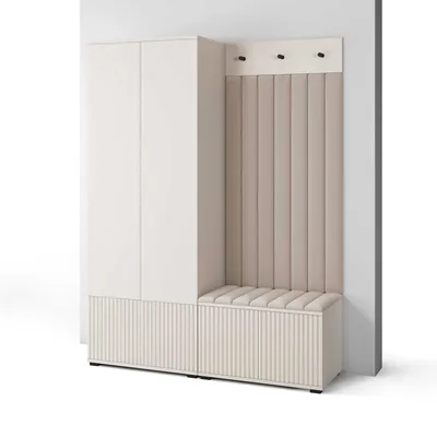 Produktbild von Garderoben-Set Ritmo version 1 – gefräste Kleiderschrank mit Polsterplatten, Schuhschrank, für Flur und Eingangsbereich (cashmere, Trinity 02)
