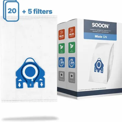 Productafbeelding van SQOON ® - Stofzuigerzakken geschikt voor Miele HyClean G/N - Miele 9917730 - o.a. Miele Complete C2, Complete C3, Classic C1, S8, S5, S2 Series