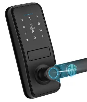 Produktbild von Elektronisches Türschloss, matt schwarz – Biometrisches Fingerabdruckschloss, 18,5 x 3 x 6,8 cm