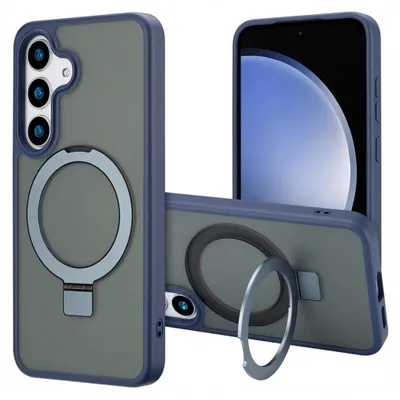 Image de Accezz Ring Stand Backcover avec MagSafe pour le Samsung Galaxy S25 - Bleu
