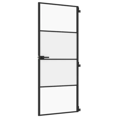 Zdjęcie produktu dla Drzwi wewnętrzne, czarne, 83x201,5 cm, szkło i aluminium