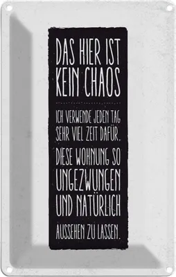 Produktbild von vianmo Blechschild 30x20 cm Wohnung hier ist kein Chaos Spruch Zitat