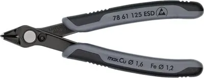 Produktbild von Knipex Electronic-Super-Knips brüniert 2 Komponenten-Griff induktiv gehärtet schnmaler Kopf - 78 61 125 ESDSB