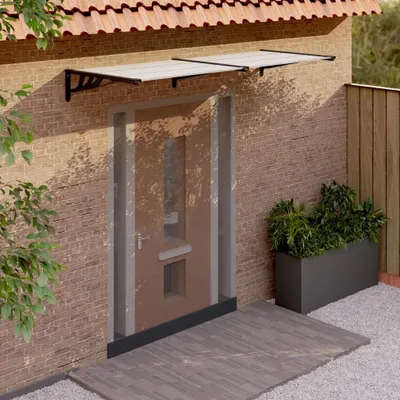 Immagine prodotto di Maison Exclusive - Tettoia per porta, nera e trasparente, 239x90 cm, policarbonato