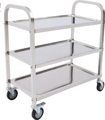 Immagine prodotto di Carrello di servizio in acciaio inox, alta capacità di carico, facile mobilità, argento