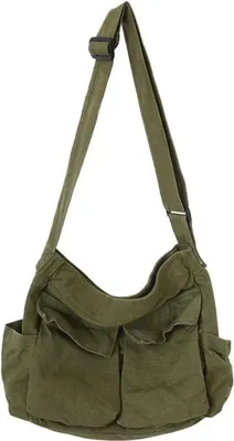Produktbild von Vintage Canvas Messenger Bag Große Kapazität Crossbody Umhängetasche