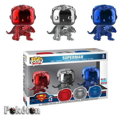 Produktbild von DC Heroes Superman - 3 Pack  2018 Fall Convention Exclusive Limited Edition - Funko Pop! - Vinyl Figur