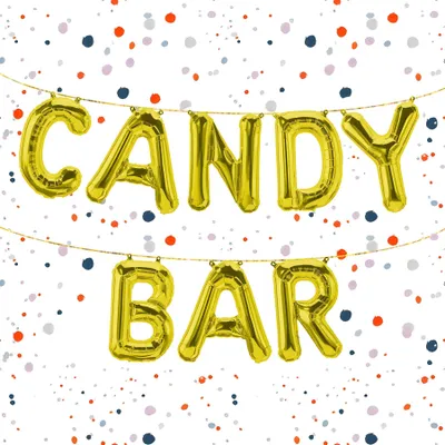 Obrázek produktu pro Fóliový balón s nápisem Candy bar, zlatý, cca 40 cm, pro naplnění vzduchem