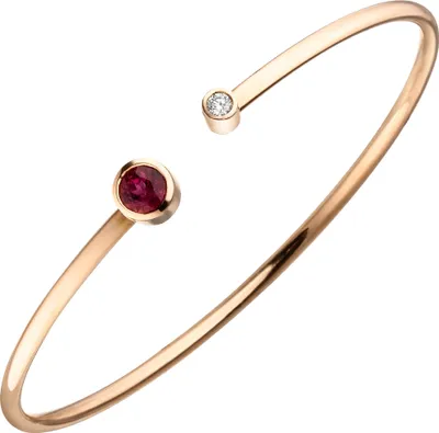 Produktbild von Armreif Armband offen 585 Gold Gelbgold 1 Rubelit 1 Diamant Brillant