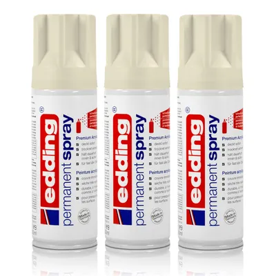 Produktbild von 3x edding Permanent Spray cremeweiß matt 200 ml Premium Acryllack, RAL 9001