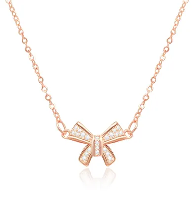 Produktbild von Gilieyer Glänzend Schleife Halskette Anhänger, Kette Damen Gold Silber Schleifen