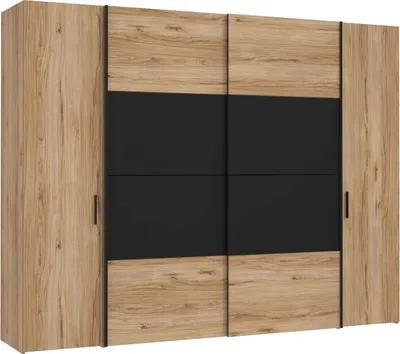 Produktbild von Furniture24 Kleiderschrank Dalate DQLS82411 Schrank 2 Schiebetür 2 Drehtür 2 Kleiderstange Schlafzimmer