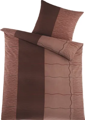 Produktbild von 2-tlg. Fleece Winter Bettwäsche 135x200 + 80x80cm, brauntöne, Streifen/Karo