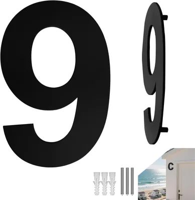 Imagen del producto de Número de casa de acero inoxidable, color antracita, 152 mm, para uso exterior