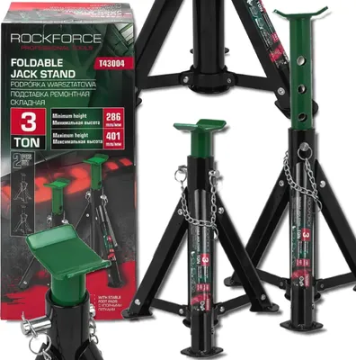 Produktbild von ROCKFORCE Wagenheberständer, klappbar, 3 Tonnen, 2er-Set, 286-401 mm