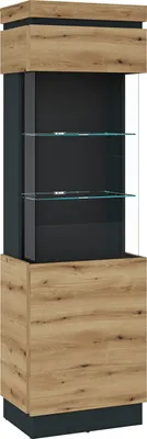 Produktbild von Vitrine -  Evoke Eiche Nachbildung - Grau - B 60 cm - mit 1 Tür - Türanschlag rechts