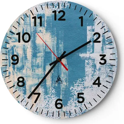 Produktbild von Wanduhr - Rund - Glasuhr - Blau Farben Hintergrund - 40x40cm - Schleichendes Uhrwerk - Lautlos - zum Aufhängen bereit - Dekoration Modern - Wanddekoration aus Glas - C4AR40x40-5062