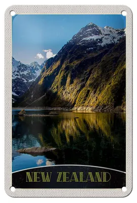 Produktbild von Blechschild Reise 12x18cm Neuseeland Meer Gebirge Natur Urlaub Schild