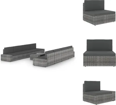 Produktbild von vidaXL 9-tlg. Garten-Lounge-Set mit Kissen Grau Poly Rattan -  Gartenmöbel-Sets