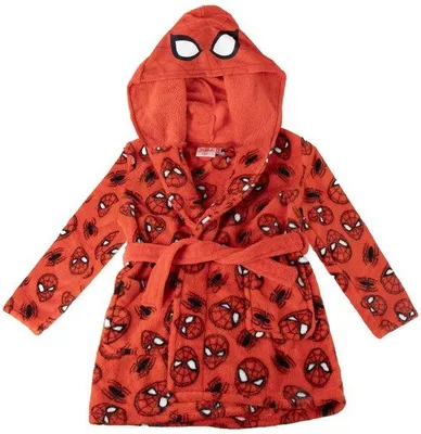 Productafbeelding van Unyqoos® Spider-Man badjas voor kinderen, rode Marvel-badjas met capuchon – zachte fleece, riem en zakken, officieel gelicenseerd