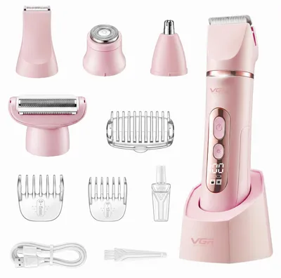 Obrázek produktu pro 763 Holicí strojek pro ženy, 5 v 1, bezdrátový, pro depilaci intimních partií, růžová barva