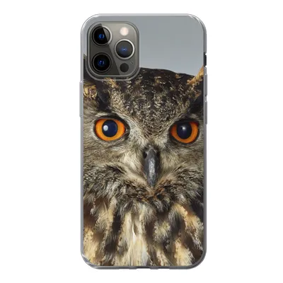 Produktbild von MuchoWow® Handyhülle Schutzhülle Hülle für iPhone 13 Pro Braune Eule mit hellblauem Hintergrund Silikon Softcase Handy Hülle - Handy-Tasche