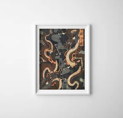 Produktbild von Poster - Canvas - Leinwand - 21 cm x 29,7 cm - Fotoposter - Leinwandkunst - Dragons Yoshitsuya Utagawa