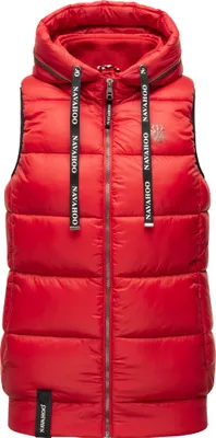 Navahoo Damen Weste Frühling Steppweste Kapuze Übergangsjacke Bodywarmer KASSIDY Rot Gr. 38 - M