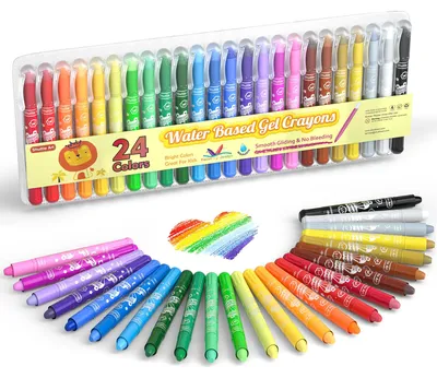 24 Gel-Buntstifte für Kinder, drehbar, nicht giftig, Aquarelleffekt