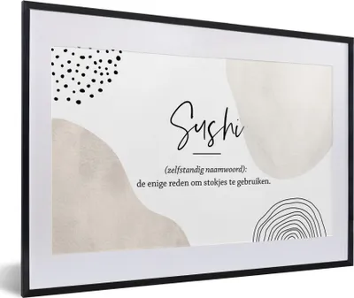 Produktbild von MuchoWow® Gerahmtes Poster Sprichwörter - Sushi - Sushi definition - Zitate - Wörterbuch 60x40 cm - Poster mit Schwarzem Bilderrahmen Wandposter Rahmen Foto Bilder - Schlafzimmer - Plakat in Rahmen - Drucken