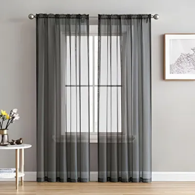 Obrázek produktu pro samimport-2 11 tmavě šedé neprůhledné voálové závěsy, 55" x 84" (2 panely)