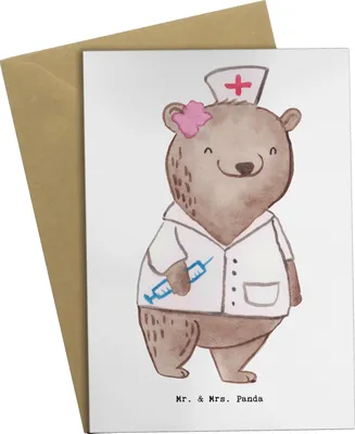 Produktbild von Mr. & Mrs. Panda babykarte Anästhesistin Herz - Weiß - Geschenk, Krankenhaus, vor Der OP, weihnachtskarten, osterkarte, Grußkarten, hochzeitskarten, Studium, nach