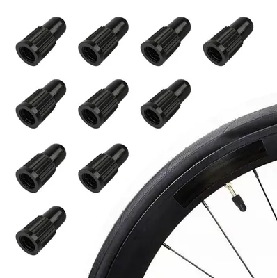 Produktbild von Ventilkappen Fahrrad Französisch 10 Stück Schwarz ABS Kunststoff Presta Dunlop