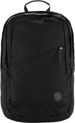 A black Fjällräven backpack is shown against a white background.