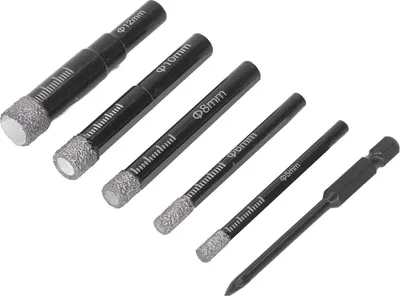 Obrázek produktu pro 6 ks diamantových vrtáků Universal Round Shank Vrtací nástroj pro dlaždice sklo